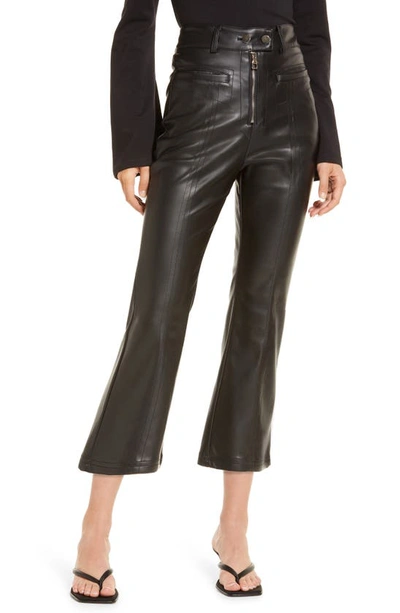 Amy Lynn Faux Leather Crop Trousers In Black