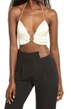 Amy Lynn Ibiza Satin Halter Top In Beige