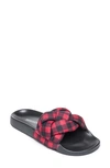 Bernardo Rylee Plaid Leather Sandal In Black/ Red