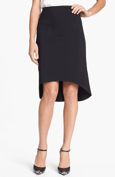 Chaus High/low Ponte Knit Skirt In Rich Black