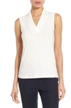 Anne Klein Sleevesless Solid Triple Pleat Top In Anne White