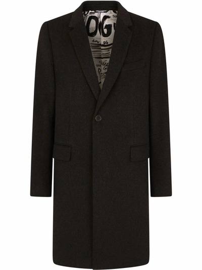 Dolce & Gabbana Single-breasted Mid-length Coat In Grau