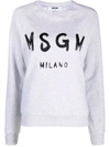Msgm Logo Printed Crewneck Sweatshirt In Gray