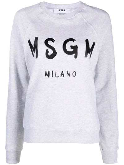 Msgm Logo Print Sweatshirt In Grigio