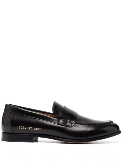 Common Projects Logo-print Leather Loafers In Braun