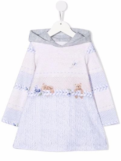Lapin House Kids' Purl-knit Hooded Dress In Neutrals
