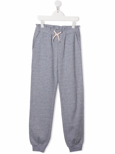 Chloé Grey Kids Joggers With Contrast Logo And Drawstring In Grigio