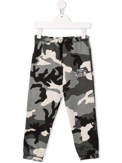 Diesel Kids' Camouflage Track Trousers In Grey