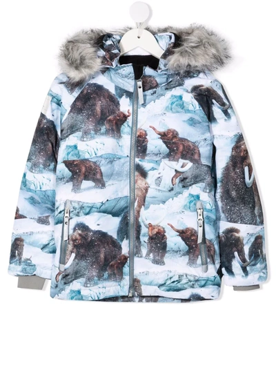 Molo Kids' Mammoth-print Jacket In Blue