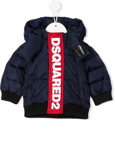 Dsquared2 Babies' Logo-stripe Padded Jacket In Blue
