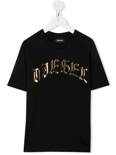 Diesel Teen Gothic Logo-print T-shirt In Black