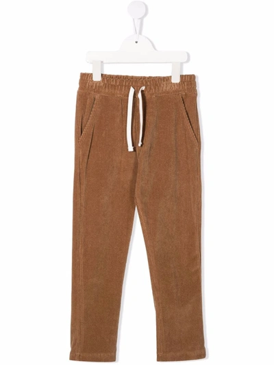 Paolo Pecora Kids' Corduroy Straight Leg Trousers In Camel