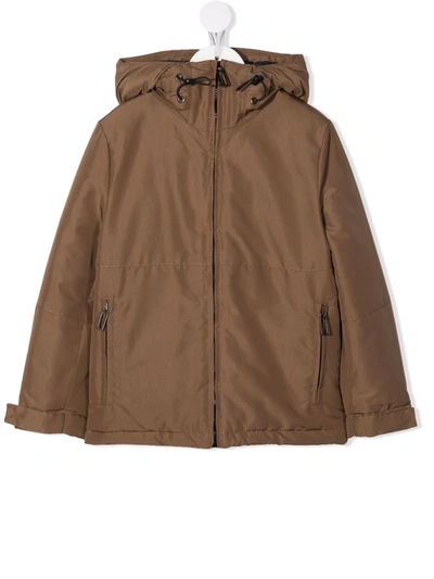 Paolo Pecora Teen Hooded Panelled Coat In Begie