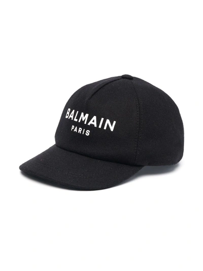 Balmain Kids' Embroidered Logo Baseball Cap In Black