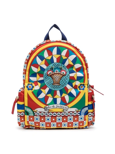 Dolce & Gabbana Kids' Carretto Print Backpack In Multicolour