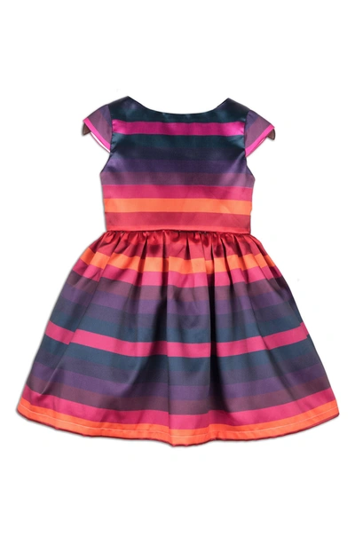 Joe-ella Kids' Striped Short Sleeve Taffeta Dress In Pink
