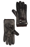 Portolano Nappa Leather Half Moon Gloves In Black/ Moro Brown