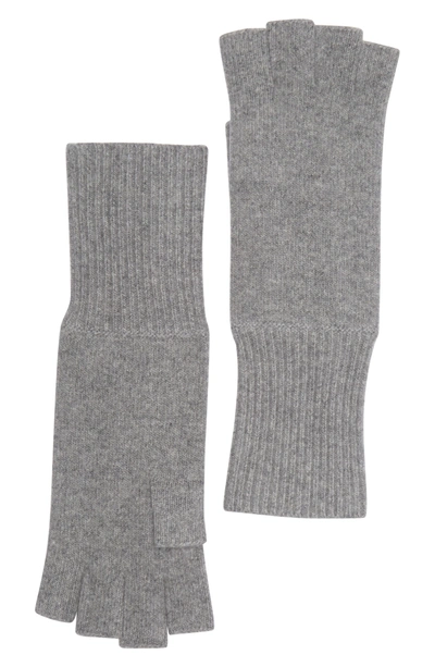Portolano 12" Cashmere Fingerless Gloves In Medium Heather Grey