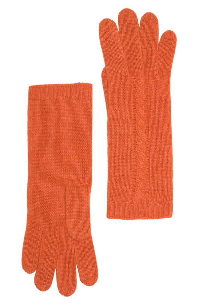Portolano Cable Knit Cashmere Gloves In Pumpkin