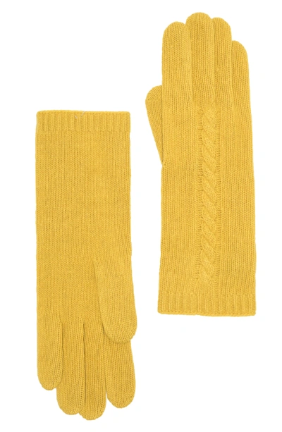 Portolano Cable Knit Cashmere Gloves In Sulfur