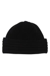 Portolano Chunky Ribbed Fold Beanie In Black