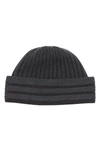 Portolano Chunky Ribbed Fold Beanie In Heather Charcoal