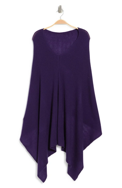 Portolano Cowl Neck Knit Poncho In Wild Plum