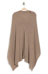 Portolano Cowl Neck Knit Poncho In Nile Brown