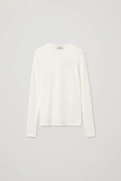 Cos Slim-fit Long-sleeve Top In White