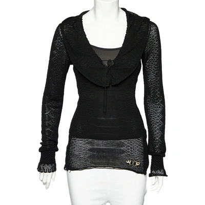 Pre-owned Just Cavalli Black Perforated Knit Top M