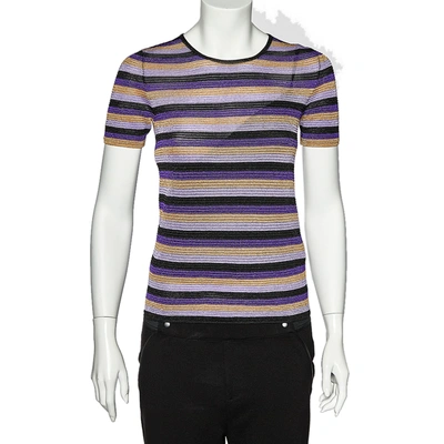 Pre-owned Just Cavalli Multicolor Striped Lurex Knit Crewneck T-shirt S