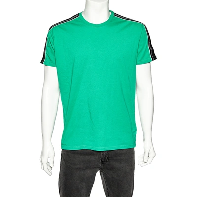 Pre-owned Givenchy Green Cotton Contrast Logo Tape Detail Regular Fit T-shirt M