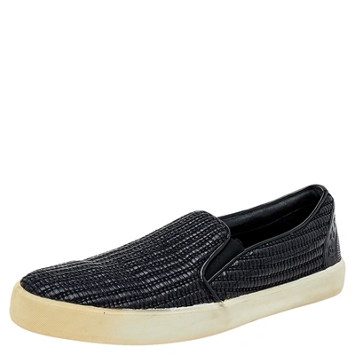 Pre-owned Burberry Black Woven Raffia Slip On Sneakers Size 41