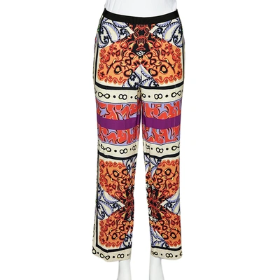 Pre-owned Etro Multicolor Paisley Print Crepe Straight Fit Trousers Xl