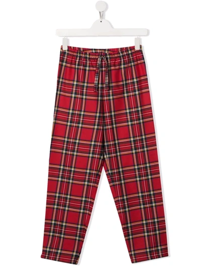 Mc2 Saint Barth Kids' Tartan-check Print Trousers In 红色