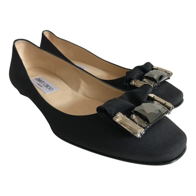 Pre-owned Jimmy Choo Cloth Ballet Flats In Black