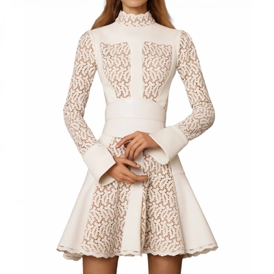 Pre-owned Alexander Mcqueen Lace Mini Dress In White