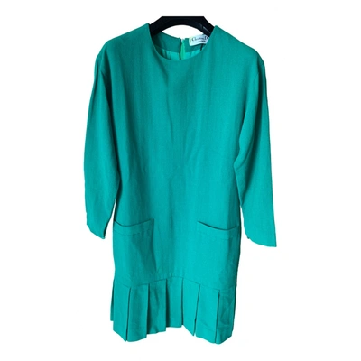 Pre-owned Dior Wool Mid-length Dress In Green