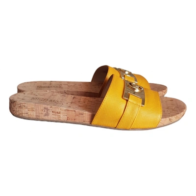 Pre-owned Michael Kors Leather Mules In Yellow