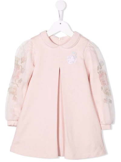 Lapin House Kids' Floral-print Pleat-detail Dress In Pink