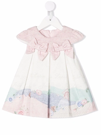 Lapin House Babies' Mix-print Bow-detail Dress In White