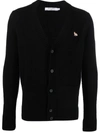 Maison Kitsuné Patch-detail Wool Cardigan In Black