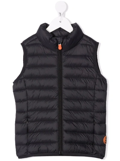 Save The Duck Kids' Side-patch Padded Gilet In Black