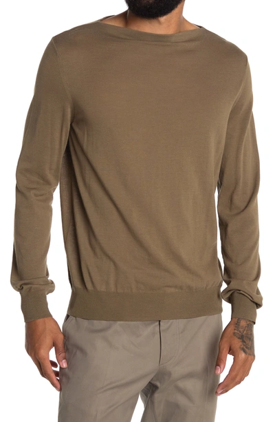 Valentino Crew Neck Cotton Pullover Sweater In Army