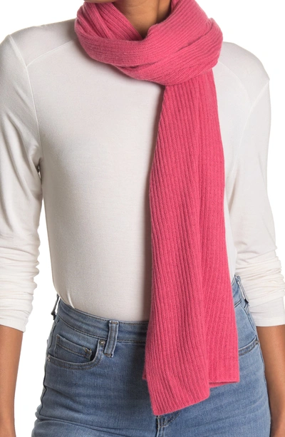 Portolano Ribbed Knit Wrap Scarf In Flamingo