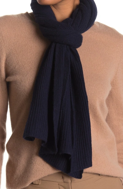 Portolano Ribbed Knit Wrap Scarf In Navy