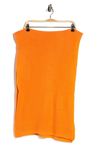 Portolano Ribbed Knit Wrap Scarf In Tangerine