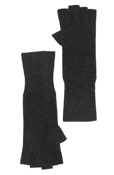 Portolano 12" Cashmere Fingerless Gloves In Heather Charcoal