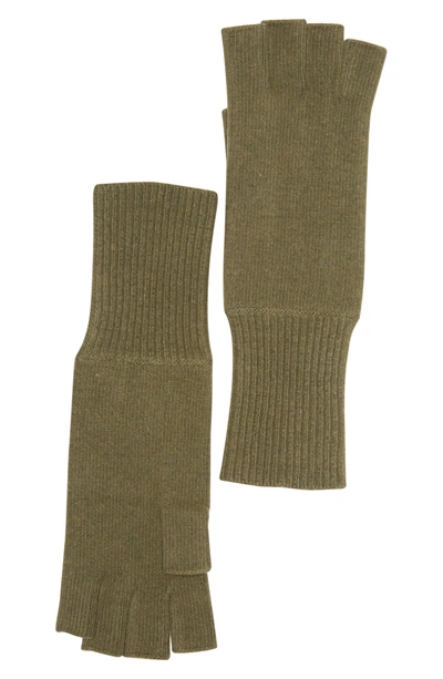 Portolano 12" Cashmere Fingerless Gloves In Martini Olive