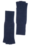 Portolano 12" Cashmere Fingerless Gloves In Denim Blue